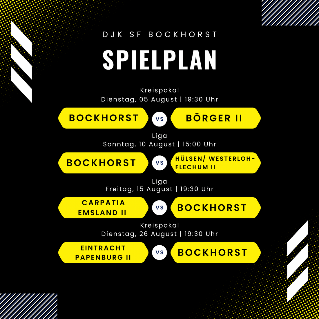 Die nächsten Spiele der DJK SF Bockhorst – Pokal & Liga im Fokus!